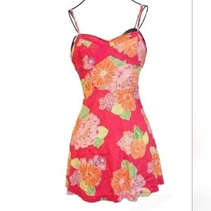 Pink Flower 100% Cotton Strap Dress